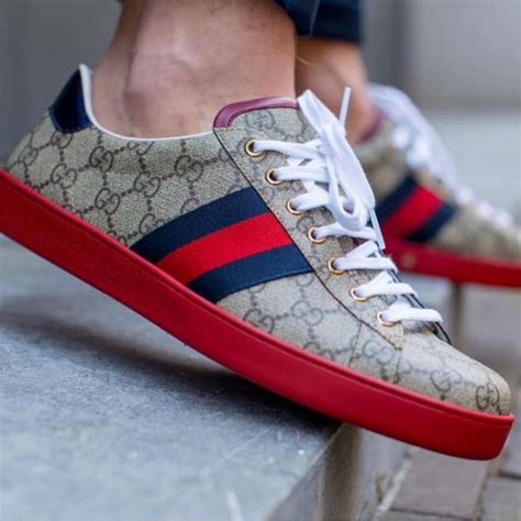 gucci sneaker red logo|gucci red bottom sneakers.